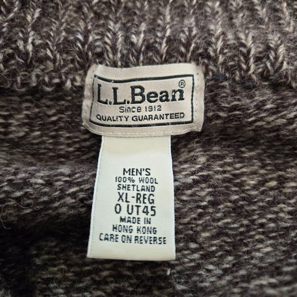 L.L. Bean Mens XL Shetland Wool Full-Zip Cardigan Sweater Heather Brown - Picture 10 of 11